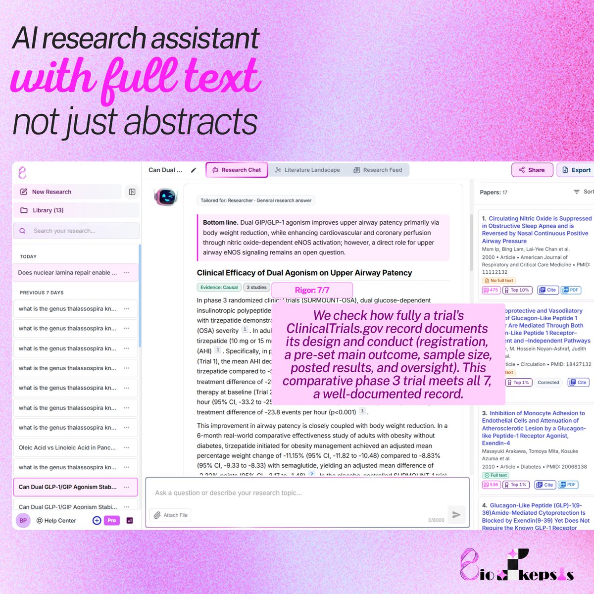 dr_efevretis's tweet photo. Ask any AI a research question and you never know what it actually reads or cites. With BioSkepsis every reference points to a real indexed paper.

𝗔𝗴𝗲𝗻𝘁𝗶𝗰 𝗺𝗼𝗱𝗲 𝗹𝗮𝗯𝗲𝗹𝘀 𝘁𝗵𝗲𝗺 𝘁𝗿𝗮𝗻𝘀𝗽𝗮𝗿𝗲𝗻𝘁𝗹𝘆, 𝗽𝗮𝗽𝗲𝗿 𝗯𝘆 𝗽𝗮𝗽𝗲𝗿

🔗https://t.co/kxAbq1aYWq https://t.co/ims9Zg3BQ7