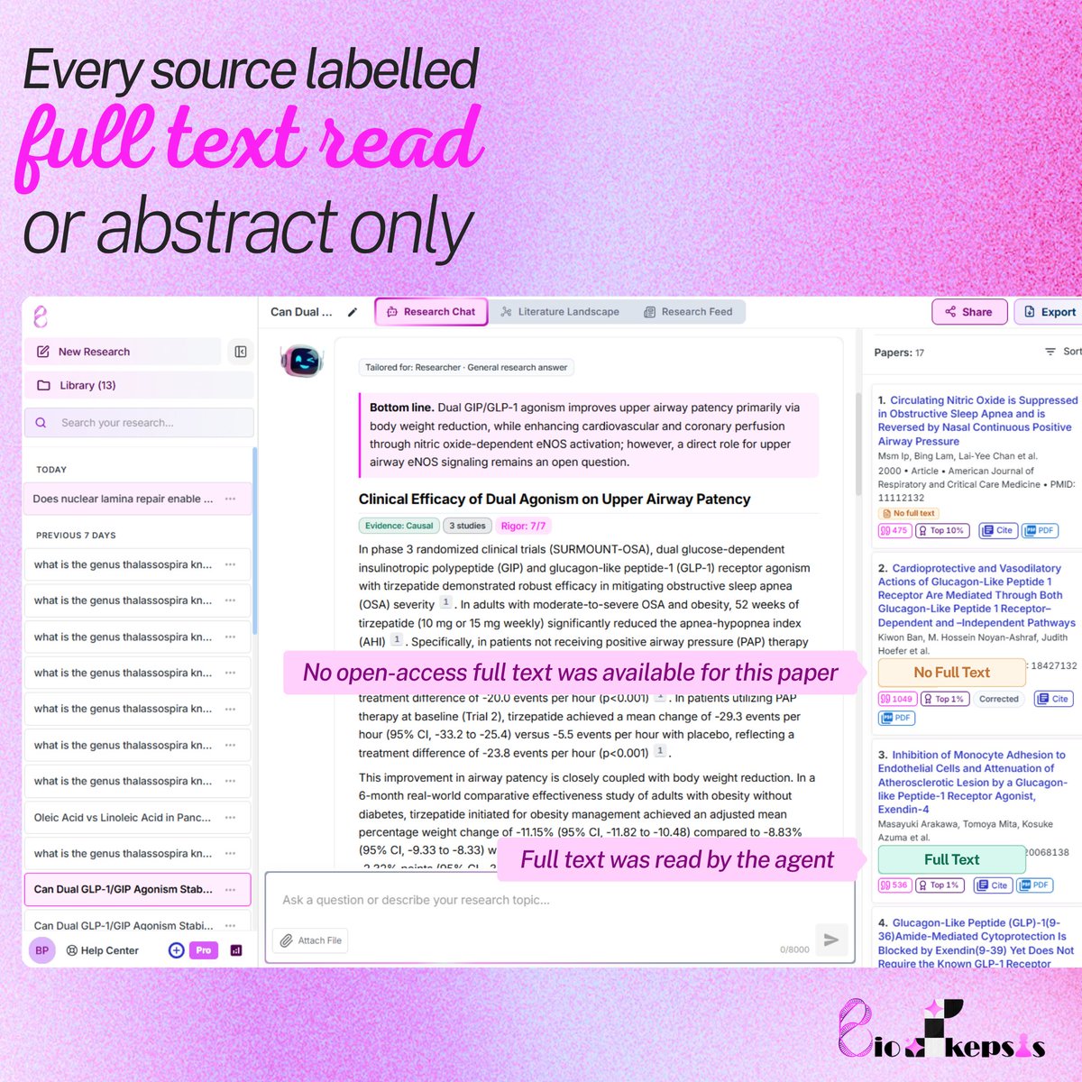 dr_efevretis's tweet photo. Ask any AI a research question and you never know what it actually reads or cites. With BioSkepsis every reference points to a real indexed paper.

𝗔𝗴𝗲𝗻𝘁𝗶𝗰 𝗺𝗼𝗱𝗲 𝗹𝗮𝗯𝗲𝗹𝘀 𝘁𝗵𝗲𝗺 𝘁𝗿𝗮𝗻𝘀𝗽𝗮𝗿𝗲𝗻𝘁𝗹𝘆, 𝗽𝗮𝗽𝗲𝗿 𝗯𝘆 𝗽𝗮𝗽𝗲𝗿

🔗https://t.co/kxAbq1aYWq https://t.co/ims9Zg3BQ7