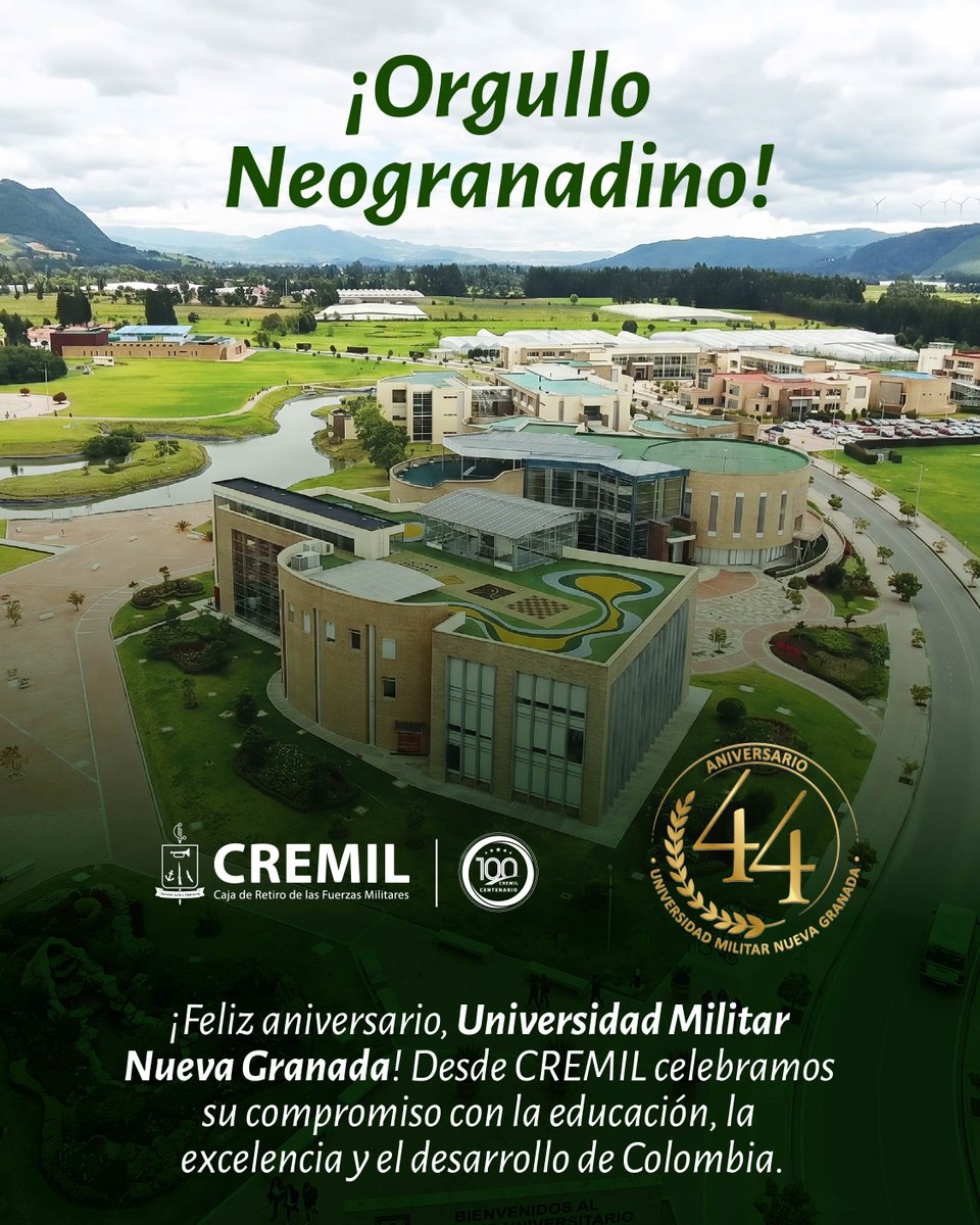 Cremil_Co's tweet photo. En CREMIL celebramos más de cuatro décadas de compromiso con la educación, la investigación y la excelencia académica.
​Gracias por formar a los profesionales que construyen país. @lamilitar
​#CREMIL #UMNG  #OrgulloNeogranadino #EducaciónSuperior #SomosGSET https://t.co/bNunMQVPXR