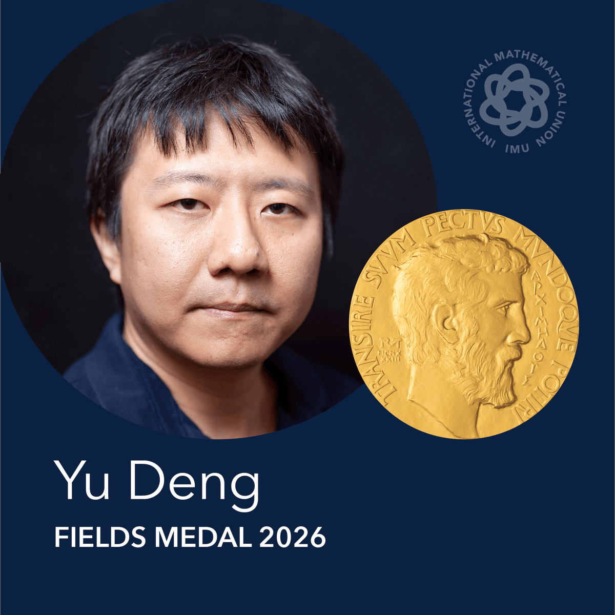 SimonsFdn's tweet photo. During today's #ICM2026 opening ceremonies, the IMU announced the 2026 Fields Medals recipients: 

@UChicago's Yu Deng, @stonybrooku's John Pardon, @UofT's Jacob Tsimerman, and Hong Wang of @nyuniversity and @Institut_IHES. 

Read more: https://t.co/oJARAI8I8j https://t.co/iHxxPuS1uu