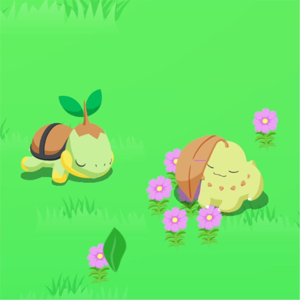 Halu_246's tweet photo. #ポケスリ3周年をみんなで 
今日の 、真ん中の子が多かった
色チコリータ🍂 https://t.co/mL84axFjMy