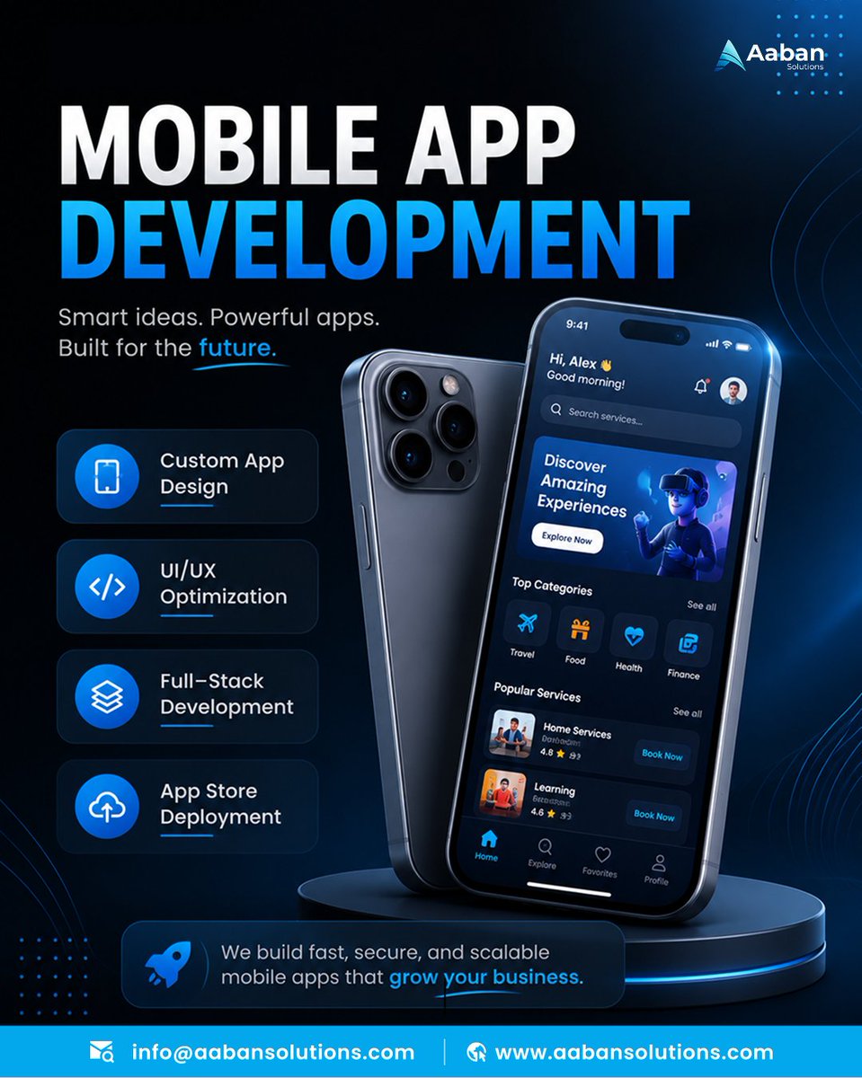 aaban_solutions's tweet photo. The future waiting and neither should your business concept to launch Aaban Solutions creates powerful mobile apps that bring ideas.
📞+1(773)861-7718 |1(331)267-7509
📩 info@aabansolutions.com
🔗 https://t.co/gE8u4h9dWi
#AppDevelopment #MobileApps #ITSolutions
#USA #US #India https://t.co/cPWDuARpwr