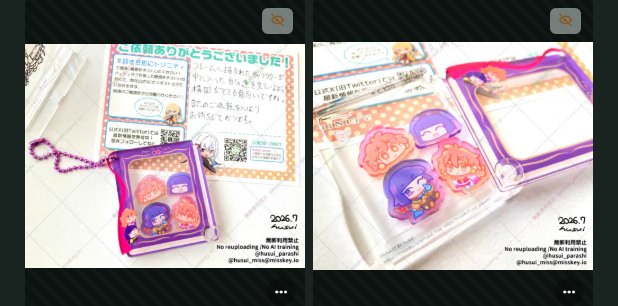 husui_parashi's tweet photo. 【ゼロリナ】シャカシャカキーホルダーの試作品が届きました。
小さい絵なのに綺麗に作っていただいて感謝しかありません。トリニティさんありがとうございました！
再入稿の時バタバタして申し訳ありませんでした！
#好きを形にトリニティ
https://t.co/WzTkj6Itv7 https://t.co/ehbsGlDgfD