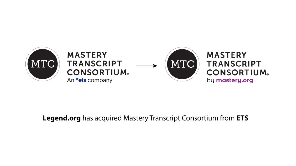 MastTranscript's tweet photo. Big news for the Mastery movement.
The Mastery Transcript Consortium has been acquired by Legend, and we're becoming https://t.co/hhPzWLWGyn. https://t.co/RQ1lbHXbQv