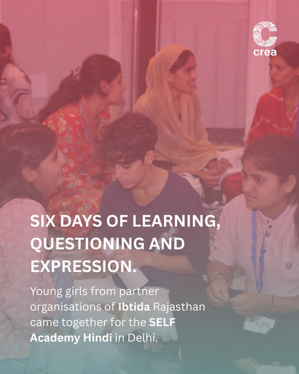 ThinkCREA's tweet photo. What does it mean to recognise your own power?
SELF Academy Hindi 2026 brought together young girls from Ibtida Rajasthan for six days of learning, reflection and collective growth.
Learn more about the different editions of SELF: https://t.co/9CekfHM6ny
#thinkCREA https://t.co/Z7yGVKL0nW