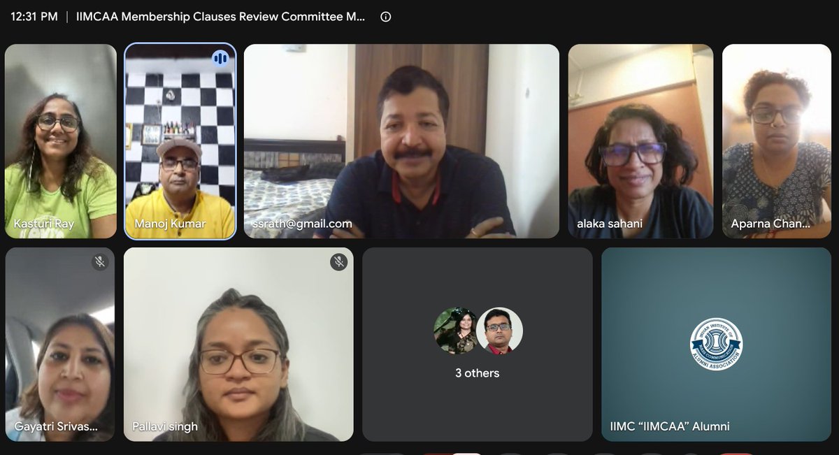 IIMCAA's tweet photo. IIMCAA Membership Clauses Review Committee Meeting | 19 July 2026 #IIMC #IIMCAA #Connections 

@raykasturi | @alakasahani | @GayatriSinha | @KITTYMUKHERJEE | @mkumarsail | @BiswasAnimesh | @Marinder86 https://t.co/eQaTPS6mJD
