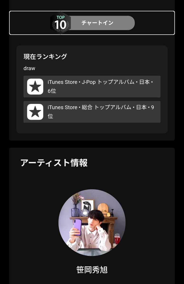 hideokasasaaki's tweet photo. iTunesチャートインありがとうー！！！
まだ聴いてない人ミニアルバム聴いてみてねー！！
https://t.co/W5njXumA5H https://t.co/y6RxUmRe39