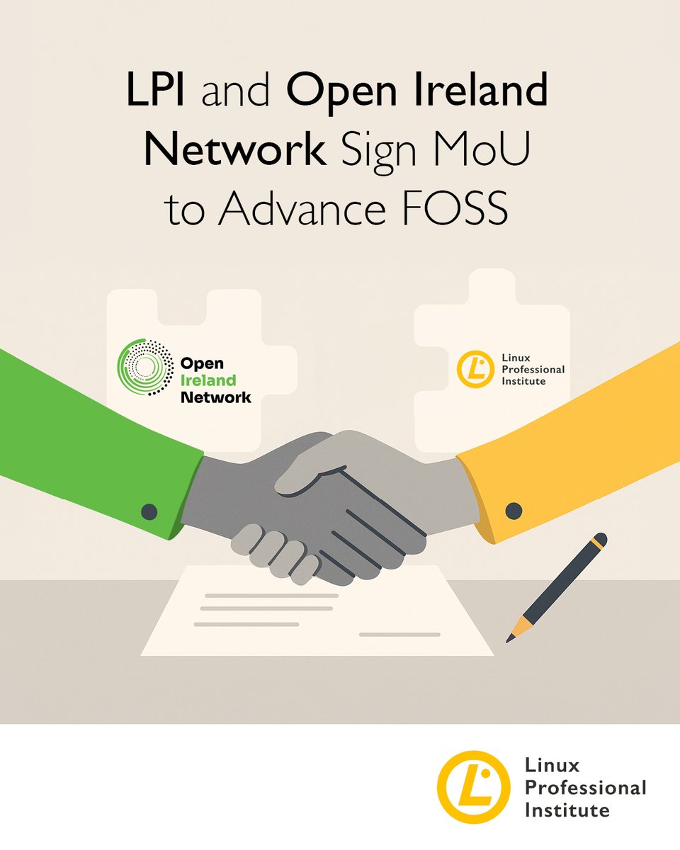 LPIConnect's tweet photo. Open #Ireland Network and #LPI have partnered to expand Ireland's community of professionals trained and certified in free and open source software. ๐ง๐
Learn more: https://t.co/7p0IKOPn6I
#opensource #FOSS #Linux #FOSScareer #learnlinux #linuxcertification #linuxessentials https://t.co/Bt9XOpkNeu