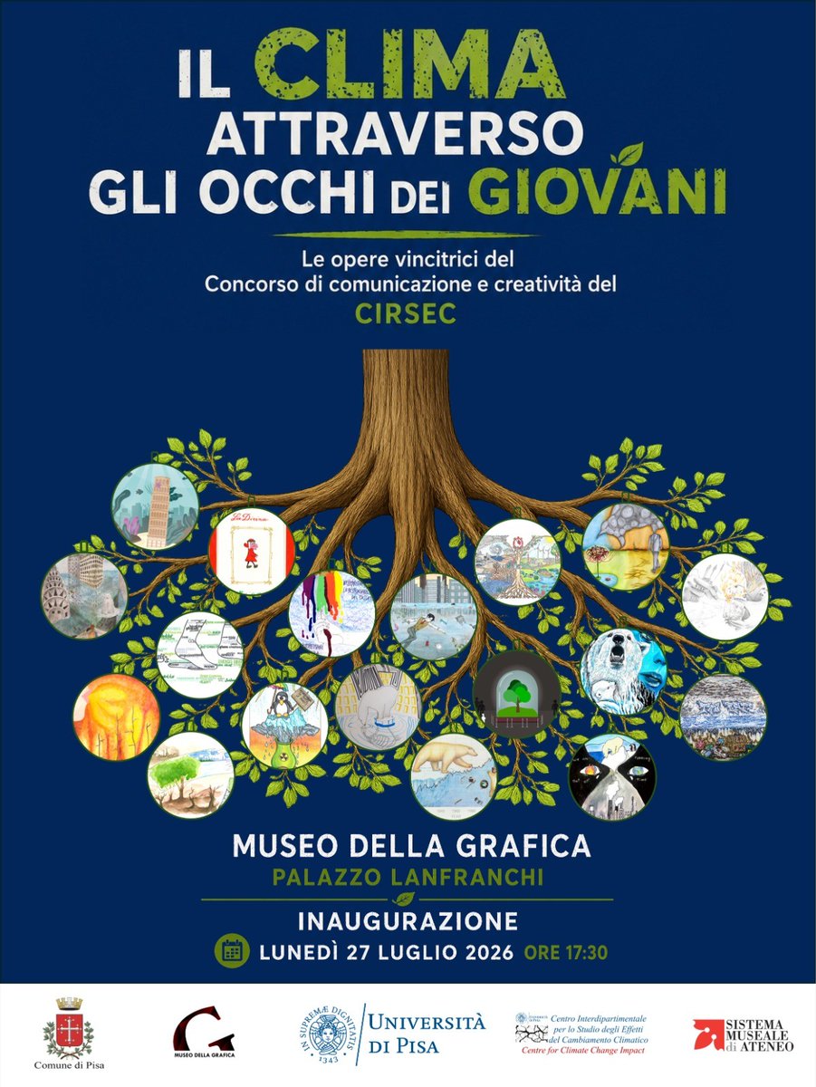SMA_Unipi's tweet photo. Inaugurazione della mostra "Il clima attraverso gli occhi dei giovani" al Museo della Grafica il 27 luglio 2026, ore 17:30. 

https://t.co/jAi9BVBbFv

@Unipisa @ComunePisa @PisaTurismo @TerrediPisa  @PisaToday @UniGenova @parcoalpiapuane @GlobalGeoparks @VisitTuscanyITA https://t.co/hMPoBJRAvV