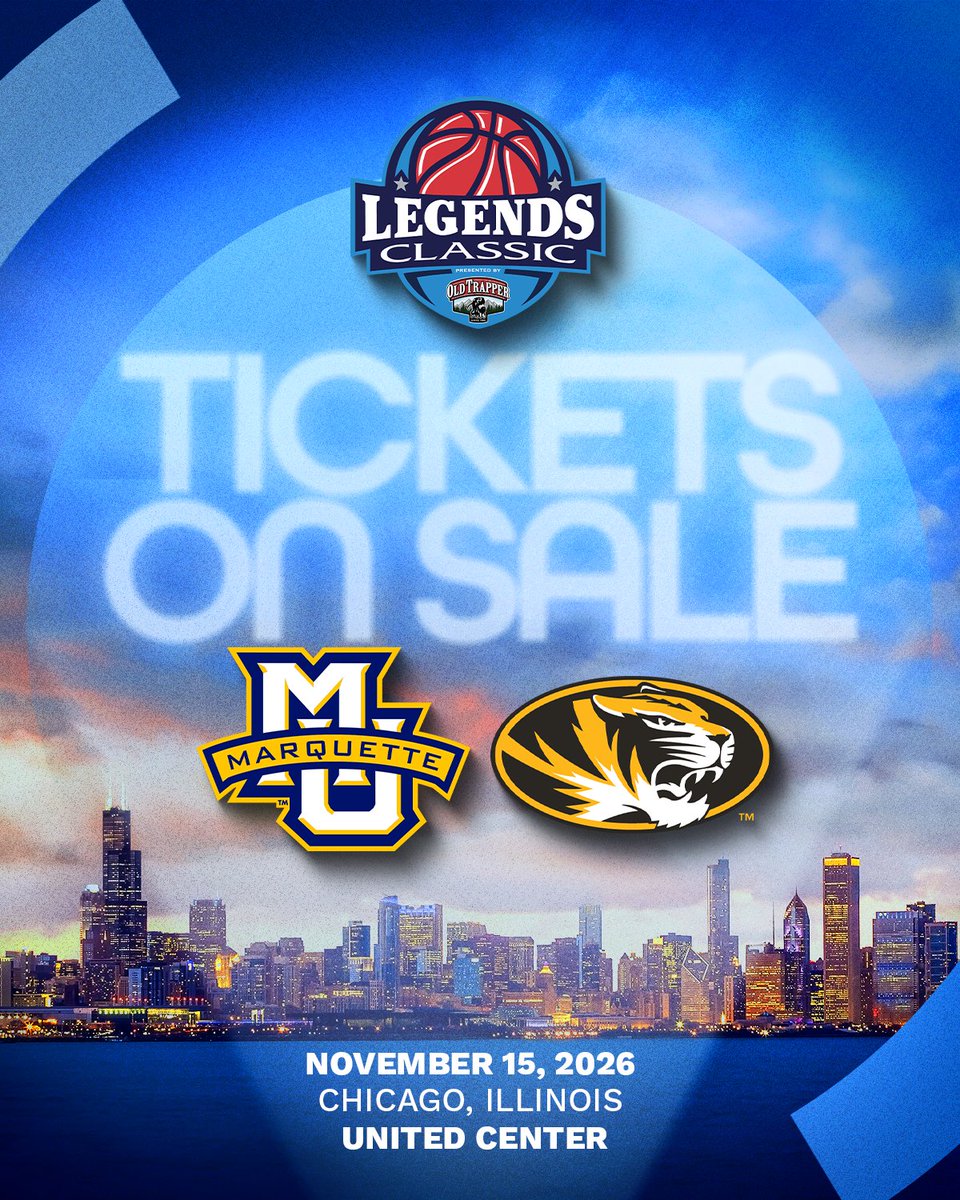 LegendsBBall's tweet photo. @Coachdgates has a message for Mizzou Nation: Be there.

Hear why it's so important to pack the United Center and help create a true home-court atmosphere 

🏀 @MizzouHoops  vs. @MarquetteMBB
📍 Chicago, IL
📅 Nov. 15, 2026
🎟️ Tickets ON SALE! 
https://t.co/bLDOqpFpc0 https://t.co/lkGAM8atpT