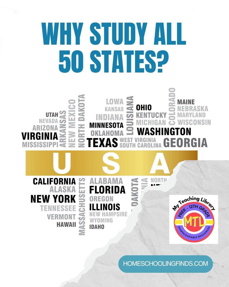 TOSMag's tweet photo. One of the greatest benefits of homeschooling is learning together.

A homeschool 50 states unit study makes it easy for siblings to study the same topic while completing age-appropriate notebooking pages and research activities.

Whether you're teaching one child or several, this flexible resource can become a full-year geography course or an enjoyable family project.

Read more: https://t.co/PXSSBtG3Jp