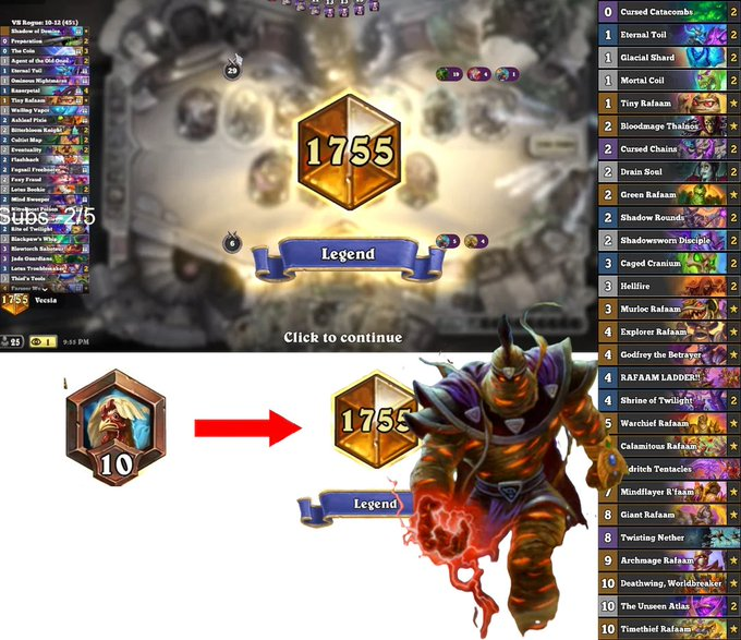 Vecsia1's tweet photo. BRONZE TO LEGEND! 52/36!
Before Patch 36.0.3 (and rank 10) i got Legend with Rafaam Warlock from Bronze (9 star Bonus).
Always bringing Off-META FUN Decks to the Highest HIGHTS they can Reach!
Much Love for liking and rewarding the Grind i put in everyone <3! https://t.co/Vce633x58T