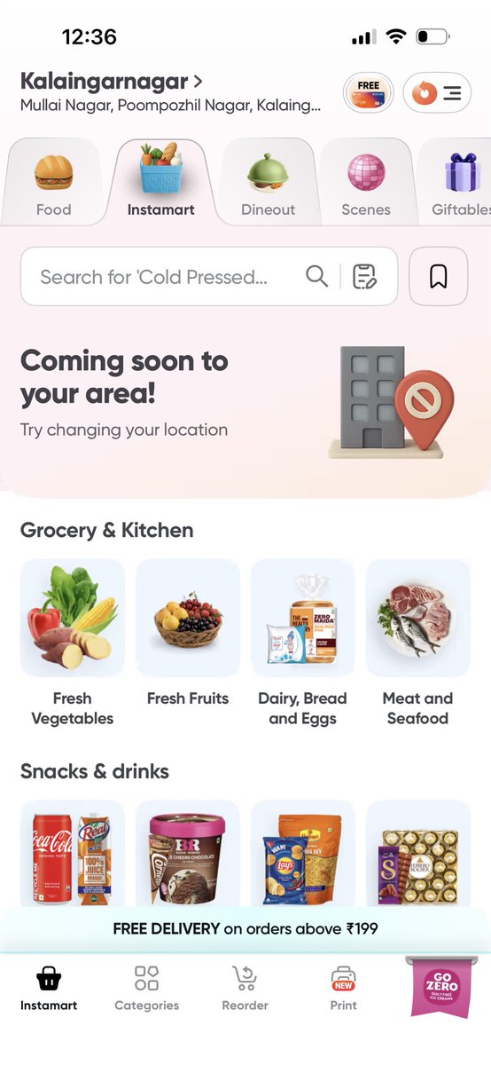 rajath2094's tweet photo. @SwiggyInstamart Hi Swiggy, Instamart is available in nearby areas but not in our locality. We were able to access it earlier, but it’s no longer available. Please restore Instamart service in our area.

📮 PIN: 600062

Kindly look into this and enable service as soon as possible https://t.co/0eegzExFHD
