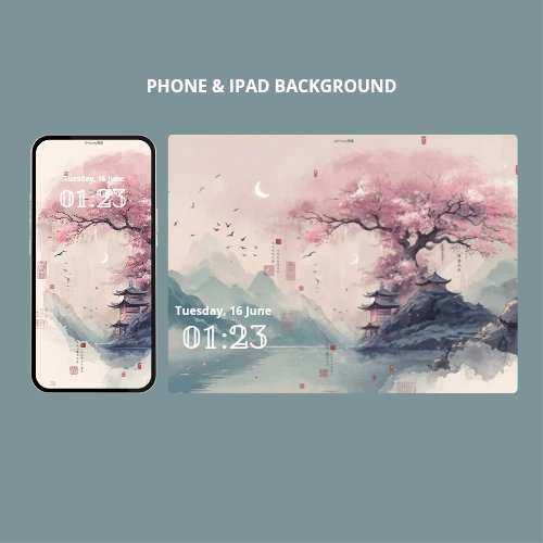 ohmywall_app's tweet photo. Soft moonlight, pink blossoms, and quiet mountains - a serene escape for your phone &amp; iPad. https://t.co/pPTj2ybYPe