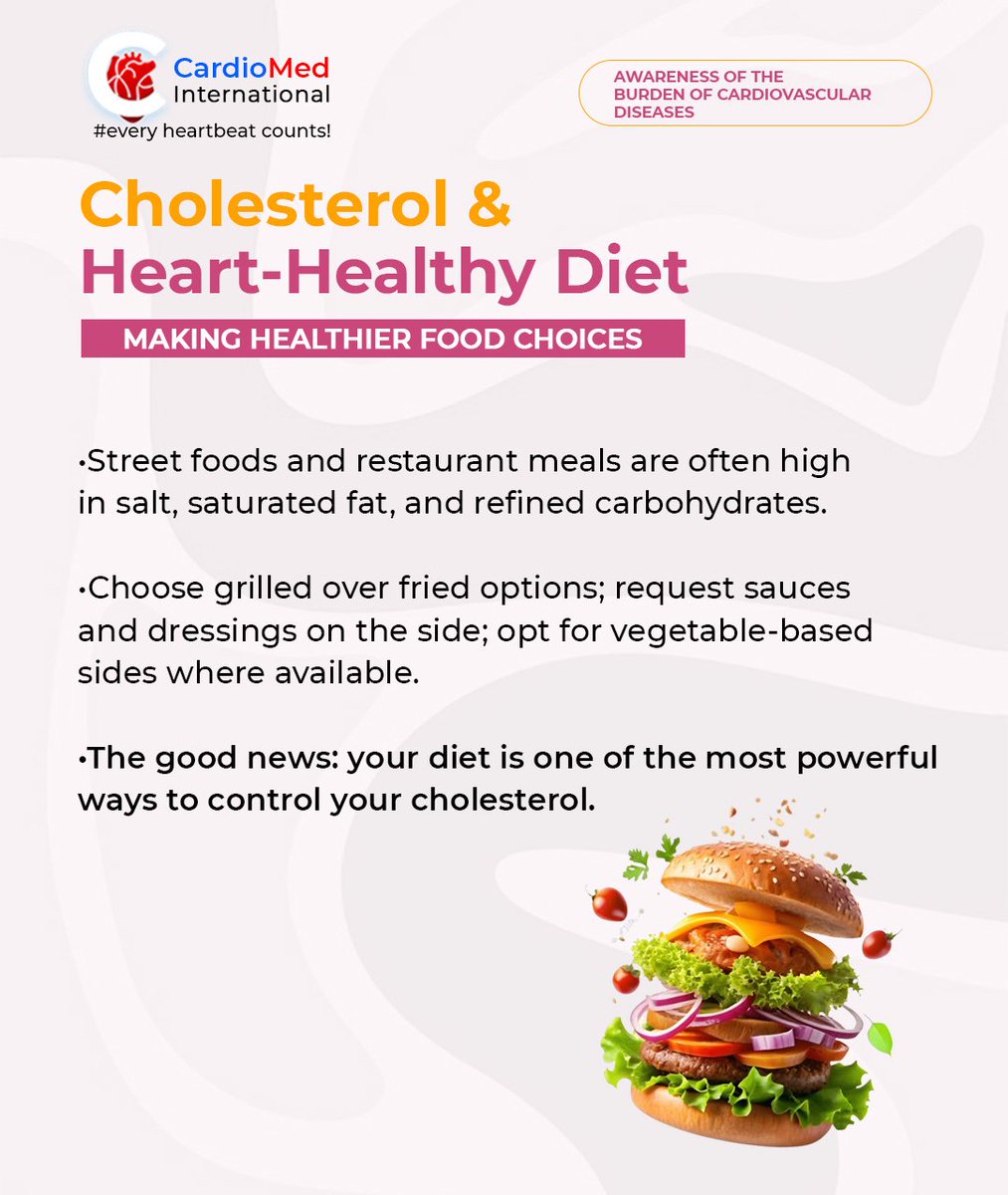 SafoJoshua's tweet photo. ❤️ What’s on your plate today could affect your heart tomorrow!

Small changes to your everyday food choices can make a big difference in helping to control your cholesterol levels.

🍔 When eating out, choose grilled over fried options. https://t.co/cVd4SUbTFI