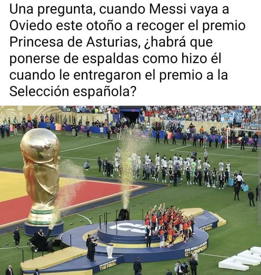 pacoredondo's tweet photo. Fundación Princesa de Asturias: revoquen el premio a Messi por antideportivo y barriobajero, con los rivales, Cucurella y España.     
¿Lo retuiteas y comentas? https://t.co/wbUHnE5FxC