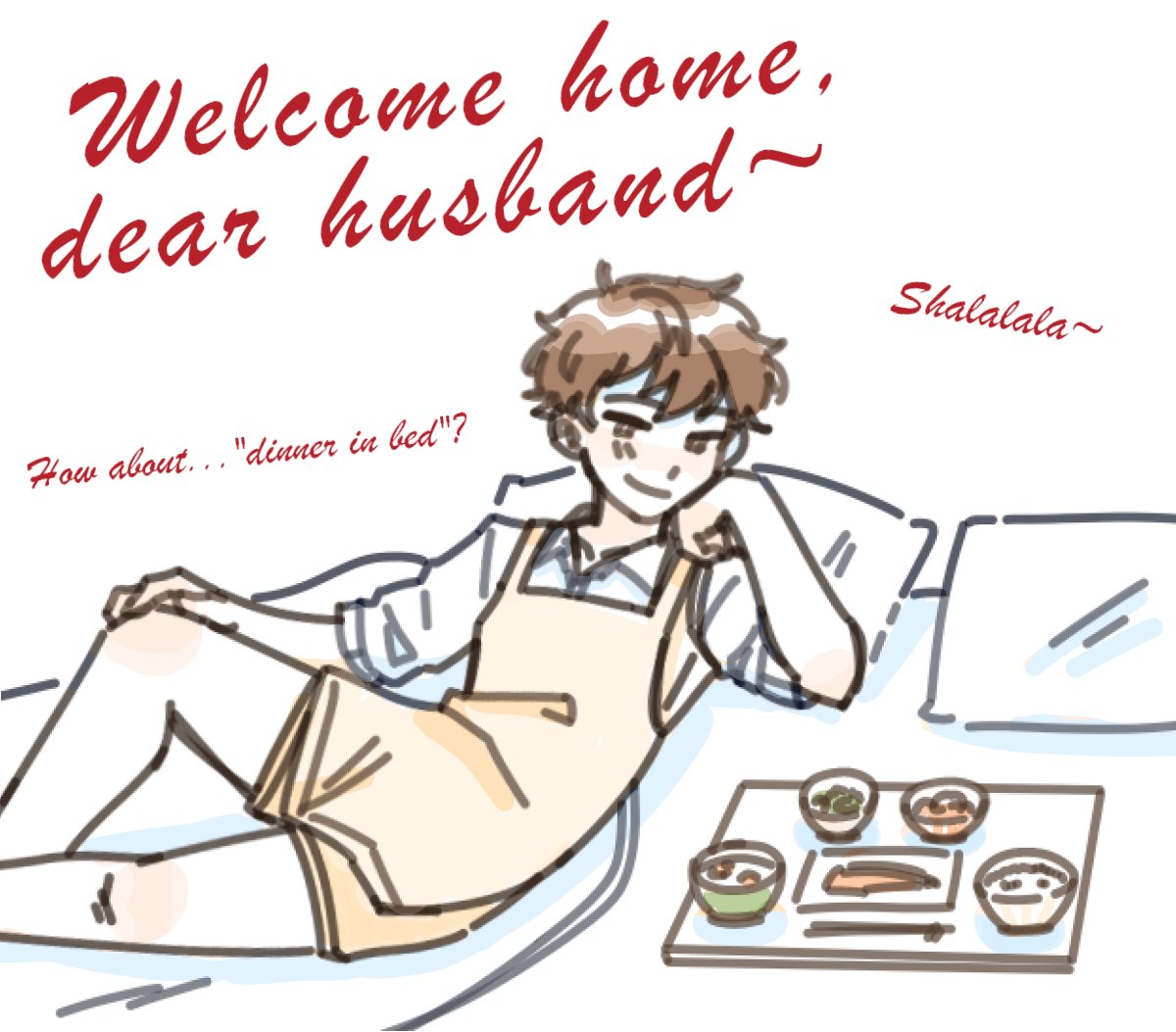 quit_uu's tweet photo. Adult Nakahiro AU
What do you do if you get home after a tiring day and your husband is in bed with a cute apron and a homecooked meal? ...They probably forgot about the food...

#ガンバレ中村くん #goforitnakamura https://t.co/SpcqAXv2oE