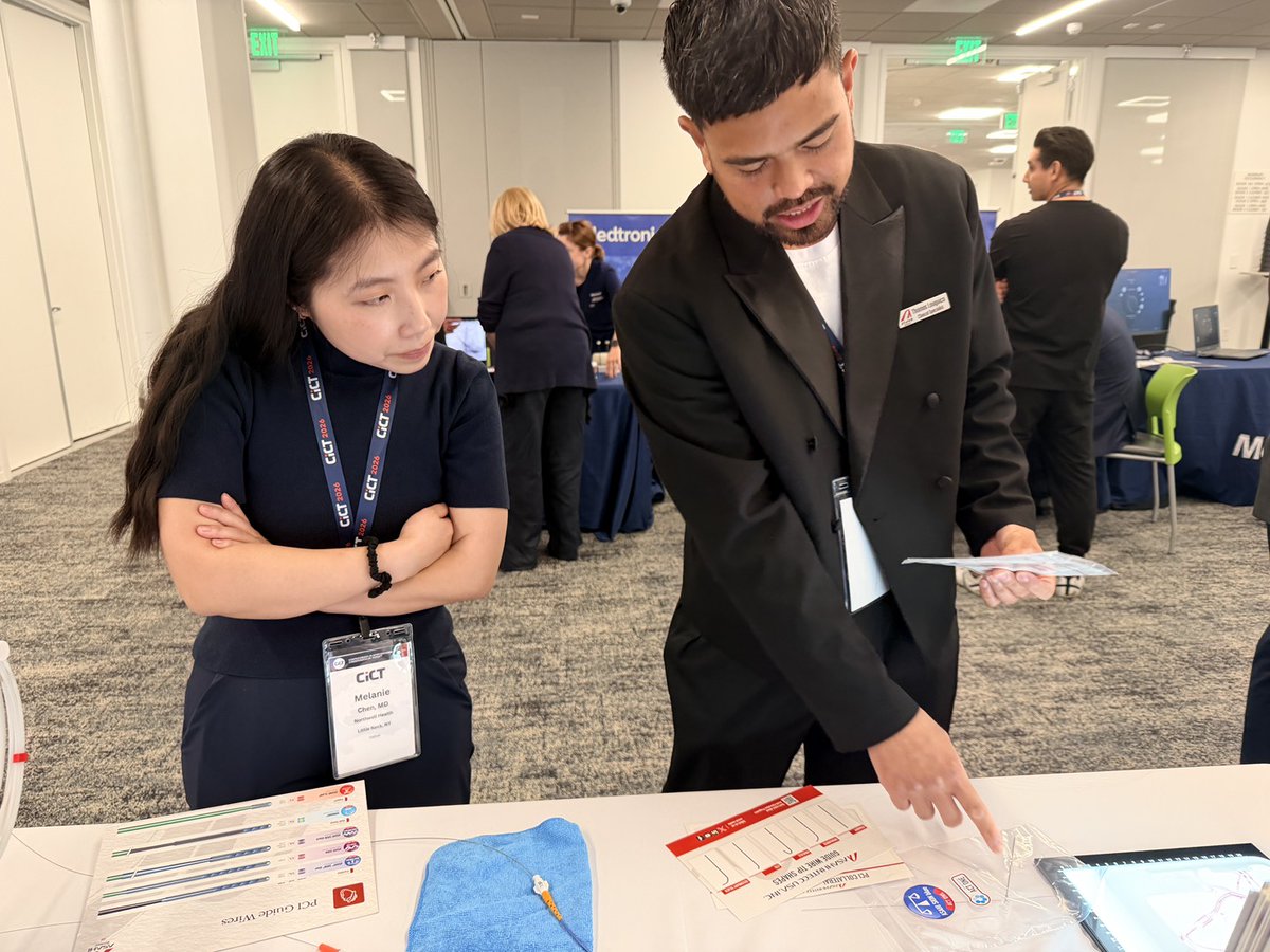 AIU_Medical's tweet photo. Some great pics from our Booth at UC Irvine during #CICT2026! We hope you're prepping to come by to try out our wires and microcatheters on our Heart Model, as well as to be a part of our Fellows Workshop! #InterventionalCardiology #CathLab #MedEd https://t.co/AO4t6DmELc
