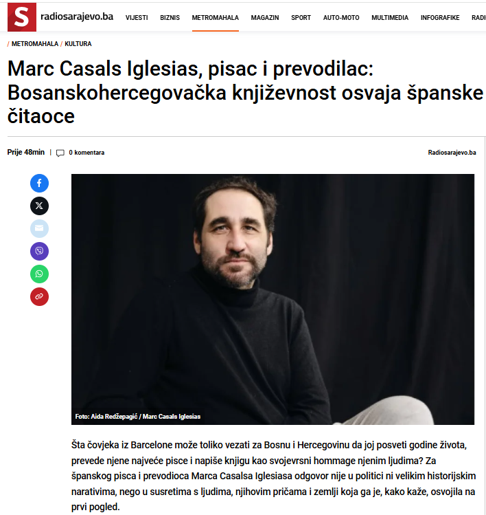 MarcCasalsIg's tweet photo. A la vuelta del festival Bookstan en Sarajevo, donde presenté 'Kamen ostaje', la edición bosnia de 'La piedra permanece', @Faruk_Saaa me entrevistó para Radio Sarajevo sobre el libro, las primeras reacciones a él y mi trabajo como autor y traductor: https://t.co/GwC47U6gIO https://t.co/52taCyi4ct