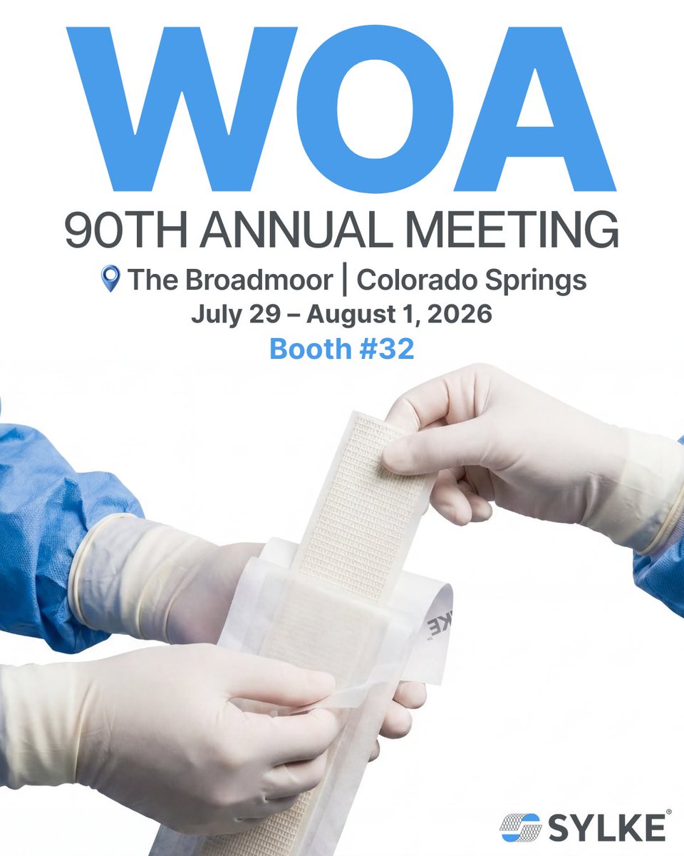 sylkemd's tweet photo. We're one week away from attending the Western Orthopaedic Association's 90th Annual Meeting!

Stop by Booth #32 to see SYLKE® in action at The Broadmoor Hotel in Colorado Springs, July 29 - August 1.

Our team will have sterile samples on hand, ready to show you how SYLKE® is advancing orthopaedic skin closure.

Safe travels ✈️ We can't wait to see you there!

#SYLKE #SkinClosure #SilkFibroin #OrthopaedicSurgery #WOA2026