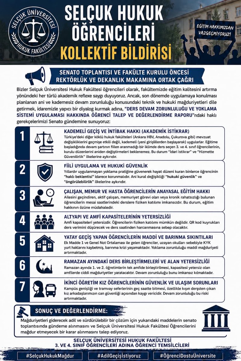hukukakademisi_'s tweet photo. Adalet en çok kendi yuvası olan hukuk fakültelerinde hissedilmelidir..
#suhfyoklamaylamagdur https://t.co/f6k0WkT2ni