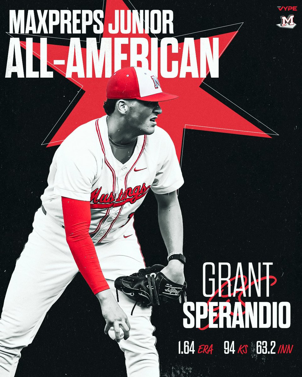 MHSMustangsBC's tweet photo. A national honor for one of the nation’s best. 🇺🇸⭐️
Congratulations to @GrantSperandio on being named a MaxPreps Junior All-American after a dominant season on the mound.
1.64 ERA • 94 K • 63.2 IP
The standard never changes.
#RedRising #WeAreMemorial
@MustangHardball https://t.co/yHxrretslz