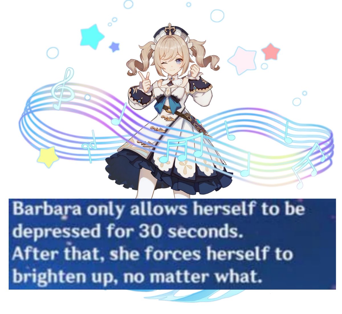 teyvattabloid's tweet photo. Still can’t believe this is part of Barbara’s character story in-game

©️ u/The-Local-Lucario

#Genshinlmpact #Genshin #GenshinMemes https://t.co/fiYY1gOsRp