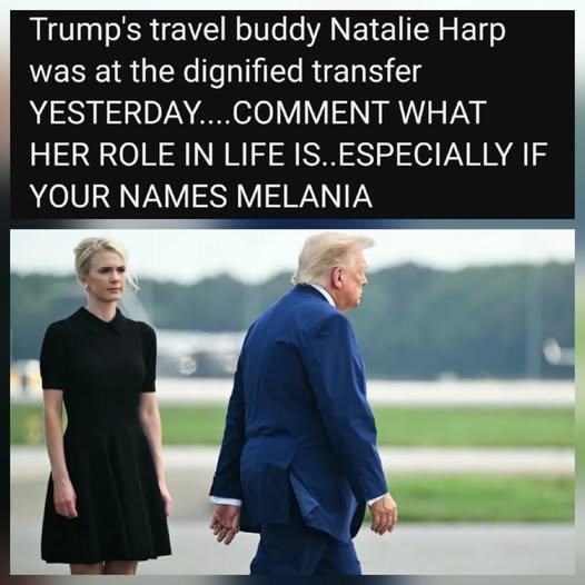 CookieSteward's tweet photo. @NatalieHarp_01 #TrumpsLatest conquest at the #DignifiedTransfer where she DOES NOT BELONG. #ShameOnTrump There is NO #Dignity in the #TrumpAdministration or the entire @GOP and this @WhiteHouse https://t.co/09sRGqW1Da