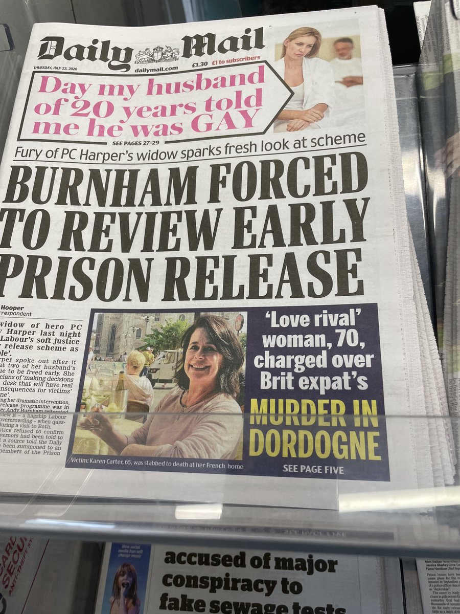 michaelwhite's tweet photo. Today’s bucket of shit from the Daily Turdmaster. Readers will remember how it backed tough sentences, but also lower taxes. Result ? Acute overcrowding leading to early release https://t.co/gJBFv8krlE