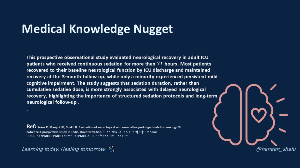researchglancea's tweet photo. Evaluation of #neurological outcomes after prolonged #sedation among #ICU patients: A prospective study in India
https://t.co/g7P9RcGKjk https://t.co/JzF4wQEgSA