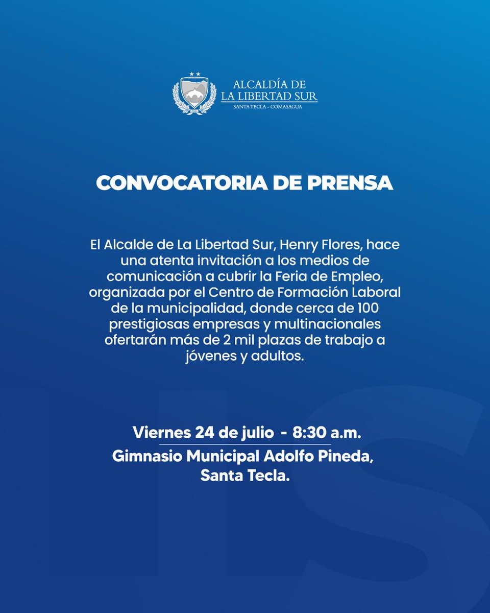 SantaTeclaSV's tweet photo. ¡Convocatoria! https://t.co/XOv4XF5PL3