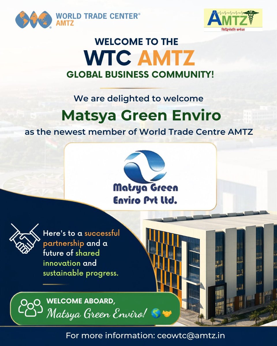 wtcamtz's tweet photo. ✨Matsya Green Enviro joins the @wtcamtz!

A strong step toward advancing sustainable innovation and responsible business. This partnership expands opportunities for global market access, strategic collaborations, trade facilitation, and business growth through the @WTCA network. https://t.co/H33PJSQUM8