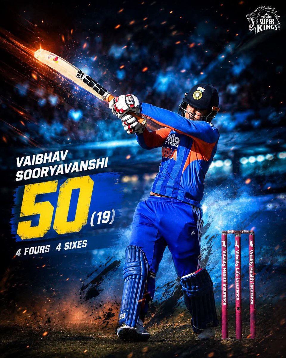 bhaikrish's tweet photo. Vaibhav Sooryavanshi becomes the youngest cricketer to score a maiden half century, 50(18) in #T20I's. He achieved in the ongoing match with Zimbabwe #INDvsZIM #vaibhavsooryvanshi 
#kingkohli #bcci #icc
#viral https://t.co/5NEmejuiAx