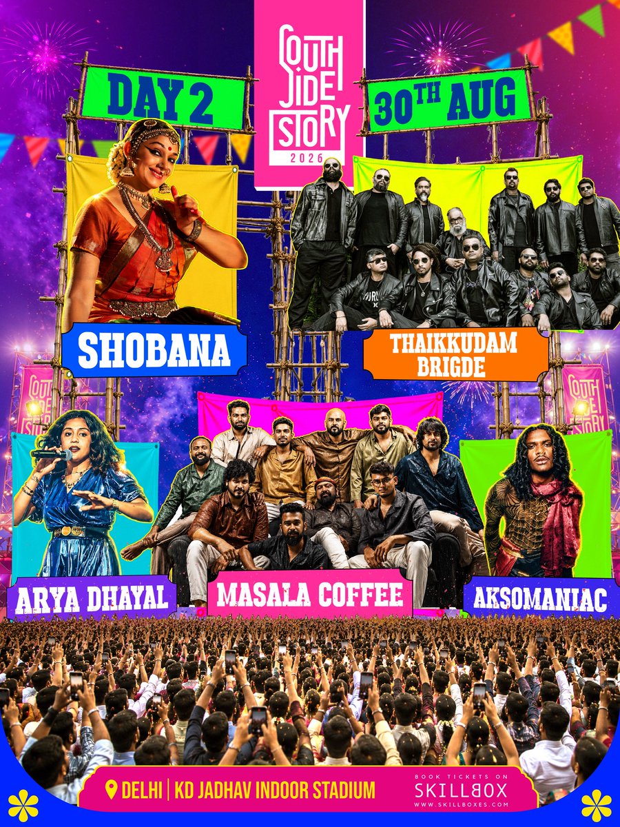 RedFMIndia's tweet photo. And just when you thought it couldn't get bigger...

Here's your Day 2 lineup for South Side Story 2026 Delhi. ✨😍

One more day. Endless memories to make. Be there, get your tickets fast - https://t.co/xIzGAWmhVk 

#SouthSideStory #SSS2026 https://t.co/9QHex7NZRR