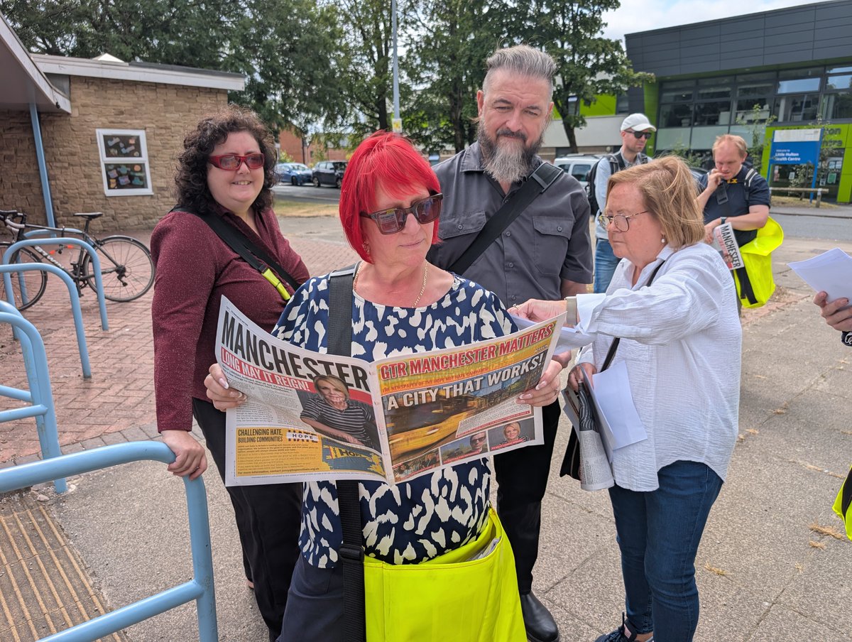 NorthWestUNISON's tweet photo. @unisontheunion representatives, including @AndreaEganGS, joined up with @hopenothate on the streets of Little Hulton, Salford today.

Newspapers were delivered with messages of community and challenging hate, including a column by Andrea herself. ✊

https://t.co/WKHlILS1Ze https://t.co/7uECULTkeO