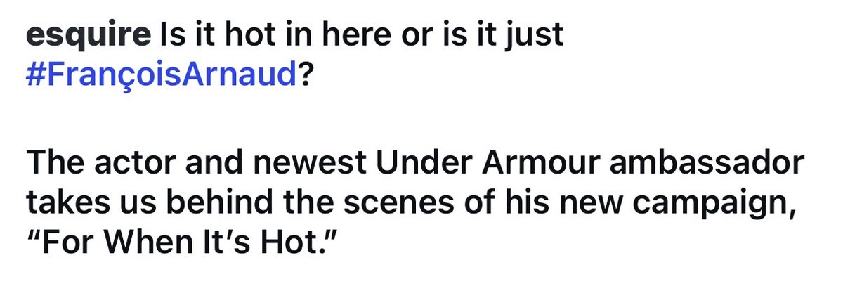 FrancoisANews's tweet photo. According to Esquire, François Arnaud appointed newest Ambassador for Under Armour 👏🏻 https://t.co/SHZ6odT4oL