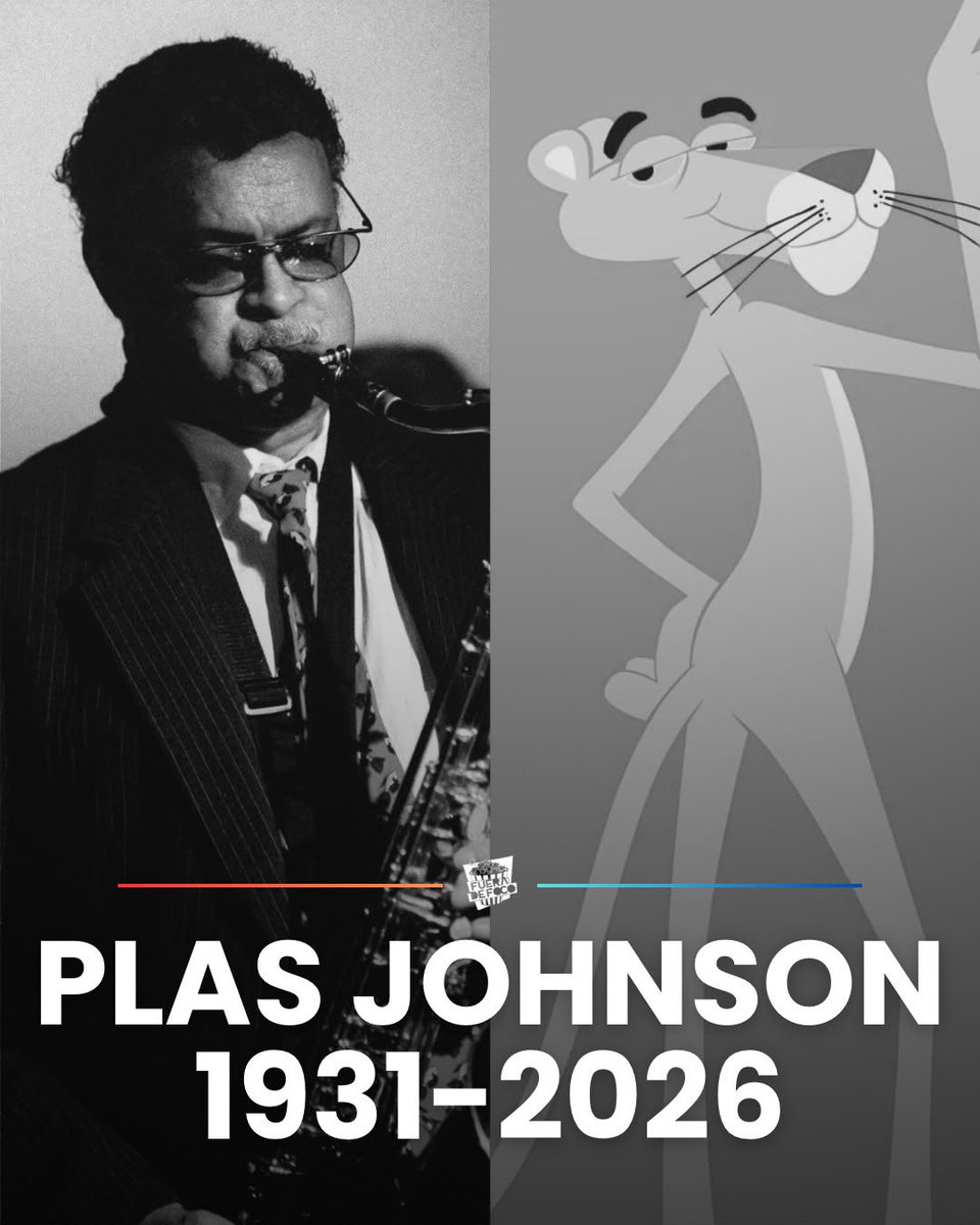 GabyMeza8's tweet photo. TRISTE NOTICIA 💔 Lamentablemente se anuncia el sensible fallecimiento de PLAS JOHNSON a los 94 años de edad. Reconocido saxofonista de jazz que interpretó el icónico tema de la Pantera Rosa. 

En paz descanse. ✝️ https://t.co/bCZIdS8f4X