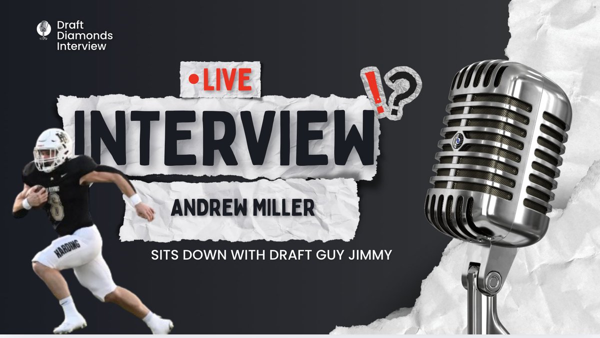 DraftDiamonds's tweet photo. Andrew Miller, RB/FB, Harding | 2027 NFL Draft Prospect Zoom Interview https://t.co/22Q4gkkdbs #NFLDraft https://t.co/eToBL2VCH6