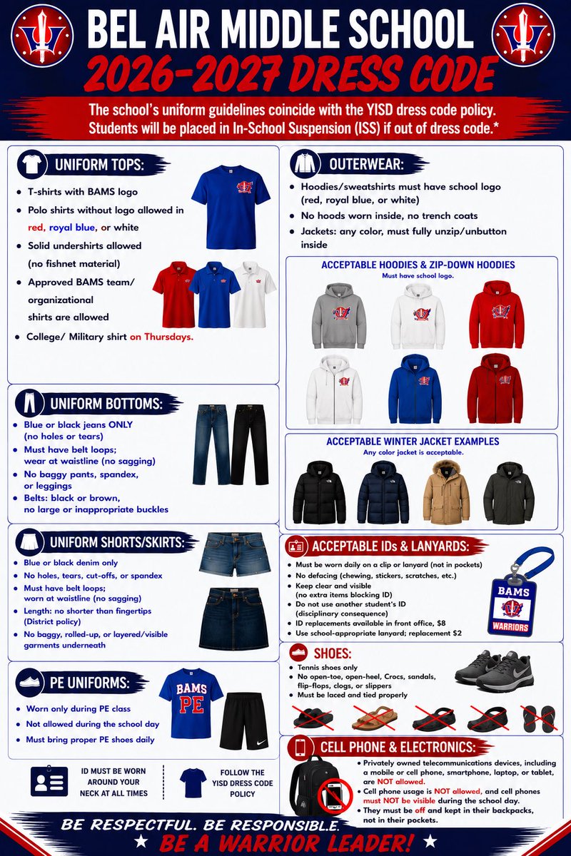 belairmiddle's tweet photo. Check out our Dress Code Guidelines for the upcoming school year! 🎉 https://t.co/Yr0tlNJM9c