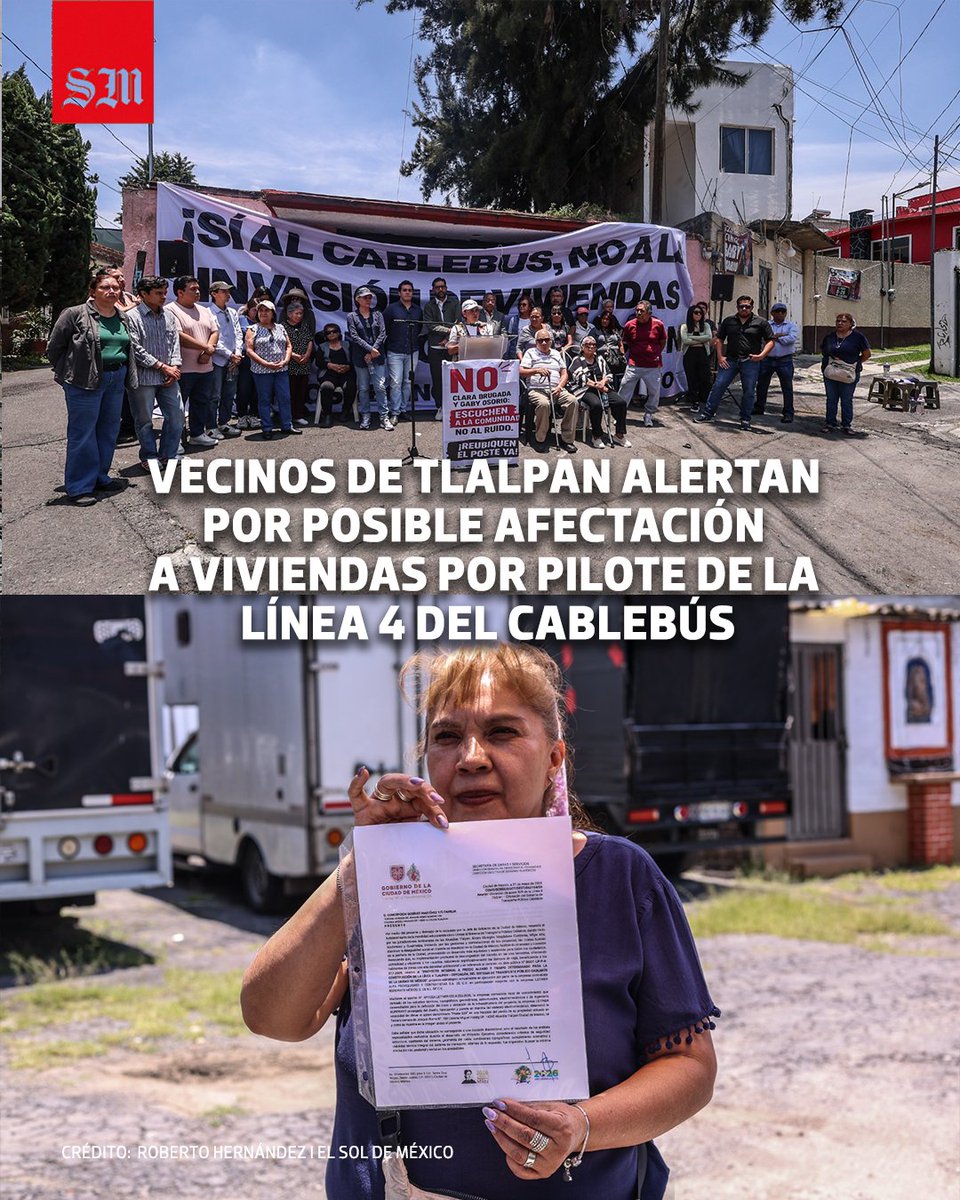 elsolde_mexico's tweet photo. 🔴🗣️Habitantes del barrio de Caramaguey, en Tlalpan, denuncian que la construcción de uno de los pilotes de la Línea 4 del Cablebús podría poner en riesgo sus viviendas debido a las condiciones geológicas de la zona.
https://t.co/8acJdfPhrC

📷Roberto Hernández I El Sol de México https://t.co/0UJX1Pjvo8