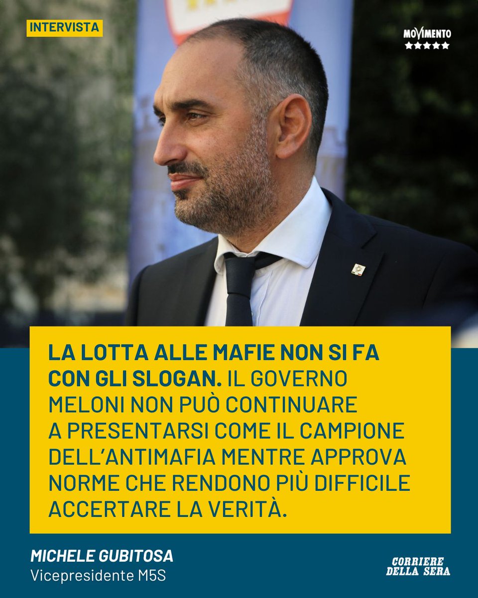 Mov5Stelle's tweet photo. ✍️ Leggi l'intervista del nostro @MicheleGubitosa al Corriere della Sera.

Qui il testo integrale 👇
https://t.co/h18vowiI6T https://t.co/1KyggFFofS