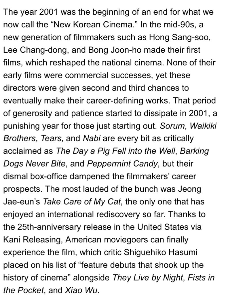kimchimarx's tweet photo. Some words on Take Care of My Cat, one of my longtime letterboxd top 4 and among the greatest Korean films of this century so far, for @reverse_shot. Thank you @kani_releasing for bringing this gem to North America at last! https://t.co/jbm7ZTsSv2