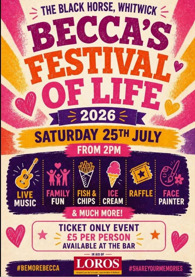 CoalvillePR's tweet photo. Grab your tickets for Becca's Festival Of Life this Saturday! Lots of fun things going on, plus Jim &amp; Dave will be there for the Saturday Social on Tour and it is all in aid of LOROS.
#BeMoreBecca #ShareYourMemories #LocalRadio #CoalvillePublicRadio #Coalville #Whitwick https://t.co/hh5wqHifaD