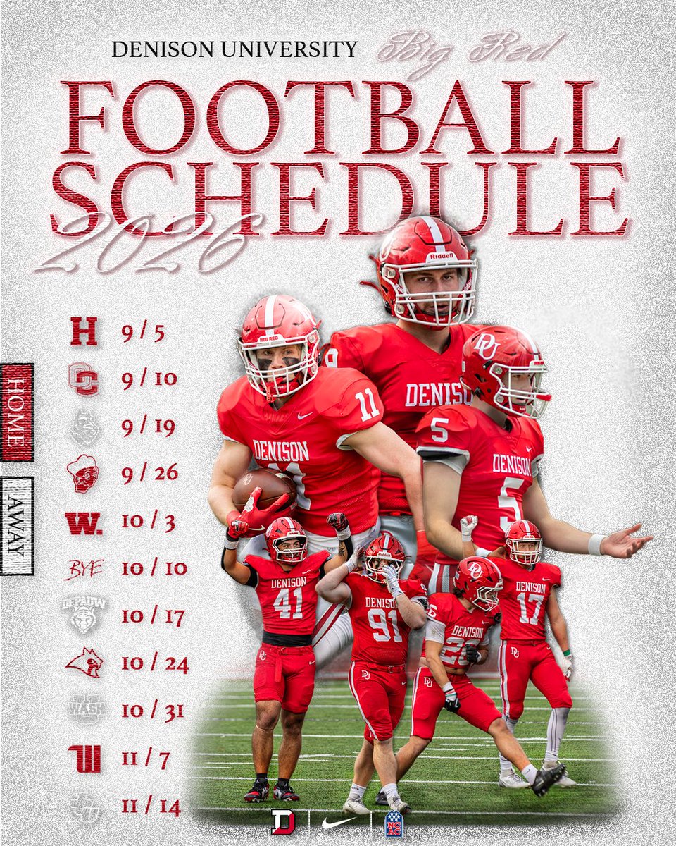 DUFootball's tweet photo. 2026 Football Schedule🔴⚪️ #RollDenny https://t.co/B6hxYZGDtE