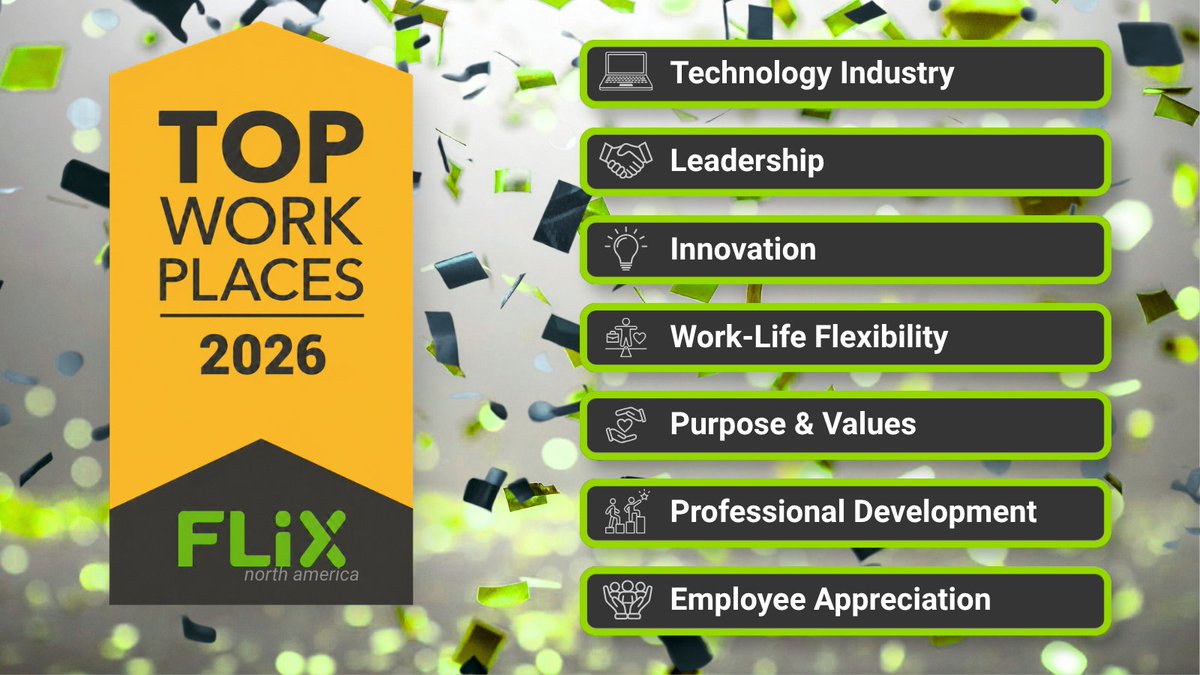 FlixBus_NA's tweet photo. Great journeys start with great teams. 💚 We’re proud to share that Flix North America has earned seven 2026 @TopWorkplaces Culture Excellence Awards, based on employee feedback, recognizing our culture of innovation, collaboration, purpose, and professional growth. Thank you to everyone who makes Flix a great place to work! Learn more: https://t.co/LhqNEviMPJ