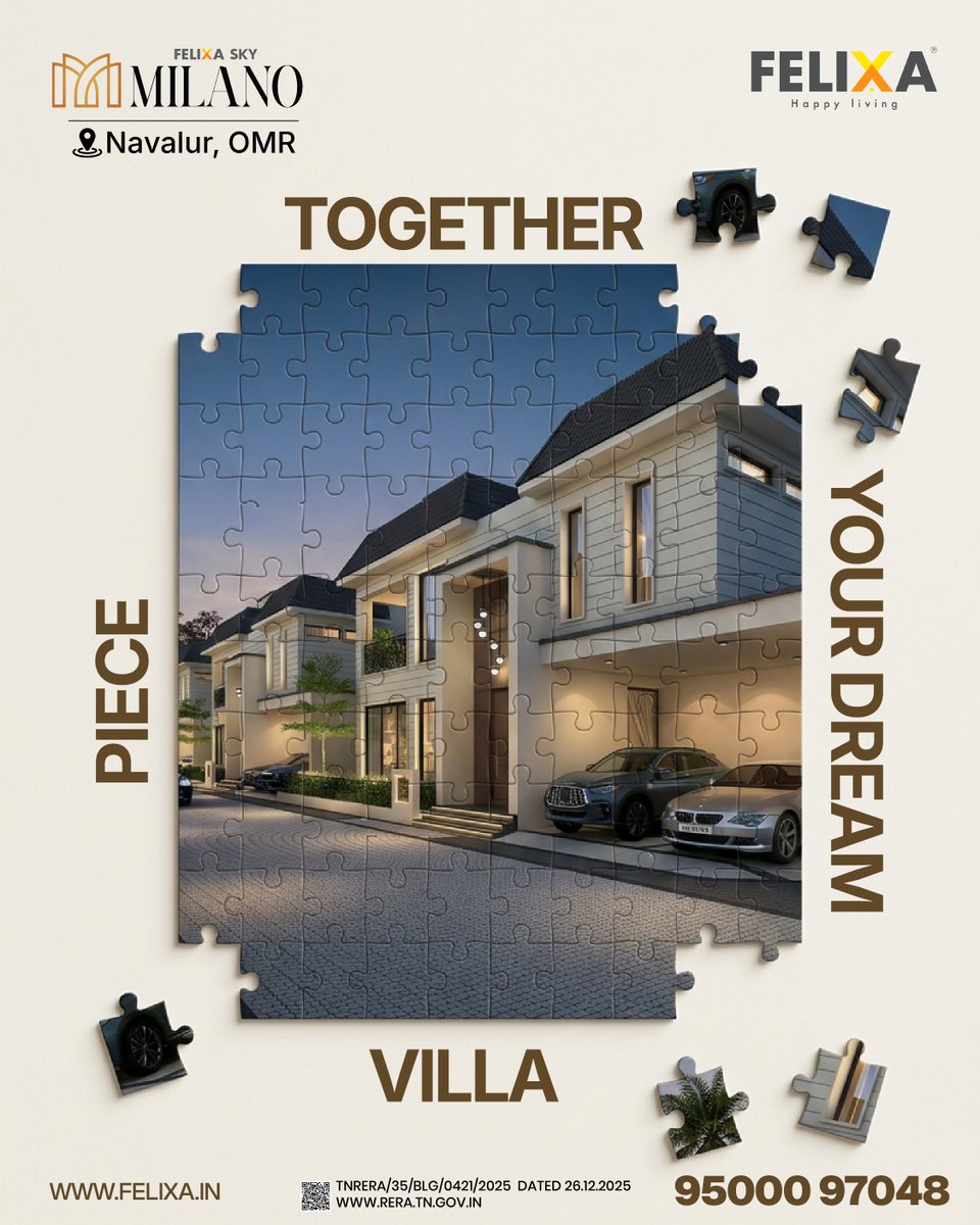 FelixaBuilder's tweet photo. 🧩 Piece by Piece, Build the Life You've Always Dreamed Of.

Your dream villa isn't just built—it's thoughtfully crafted, one perfect piece at a time.

📍 Navalur, OMR
📞 95000 97048 https://t.co/CpVppqu6Yq