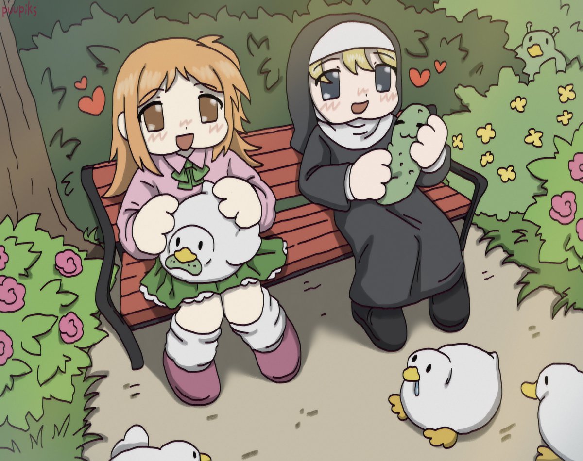 puupiks's tweet photo. cute vgen commission!! they show off their friends to each other~
nun character belongs to @hyxpk https://t.co/LhMsetAtaa