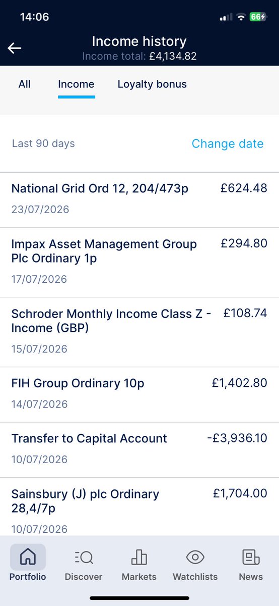KevBuschhold's tweet photo. Portfolio Update 23.07.26.
Dividends due
ISA
#NG. £624.48
SIPP
#NG. £624.16 (See photos)
Ex Divs #FSFL #PNN #SUPR
SIPP
Bought #CNA & #NWG
Tomorrow Dividends Due
SIPP
#SQZ £1147
#BLND £646
#LAND £997
#BYG £641
ISA
#SQZ £1259
#BLND £646
#LAND £834 https://t.co/uPurW8ZQM1
