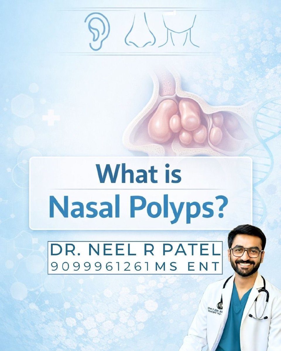entahmedabad's tweet photo. Can't smell your morning chai anymore? 👃🚫
That "chronic sinus problem" might actually be nasal polyps — soft, inflamed growths that quietly block airflow and smell over months, often mistaken for recurring allergies. https://t.co/XDpy4WcYC6 https://t.co/72DuJuMasg