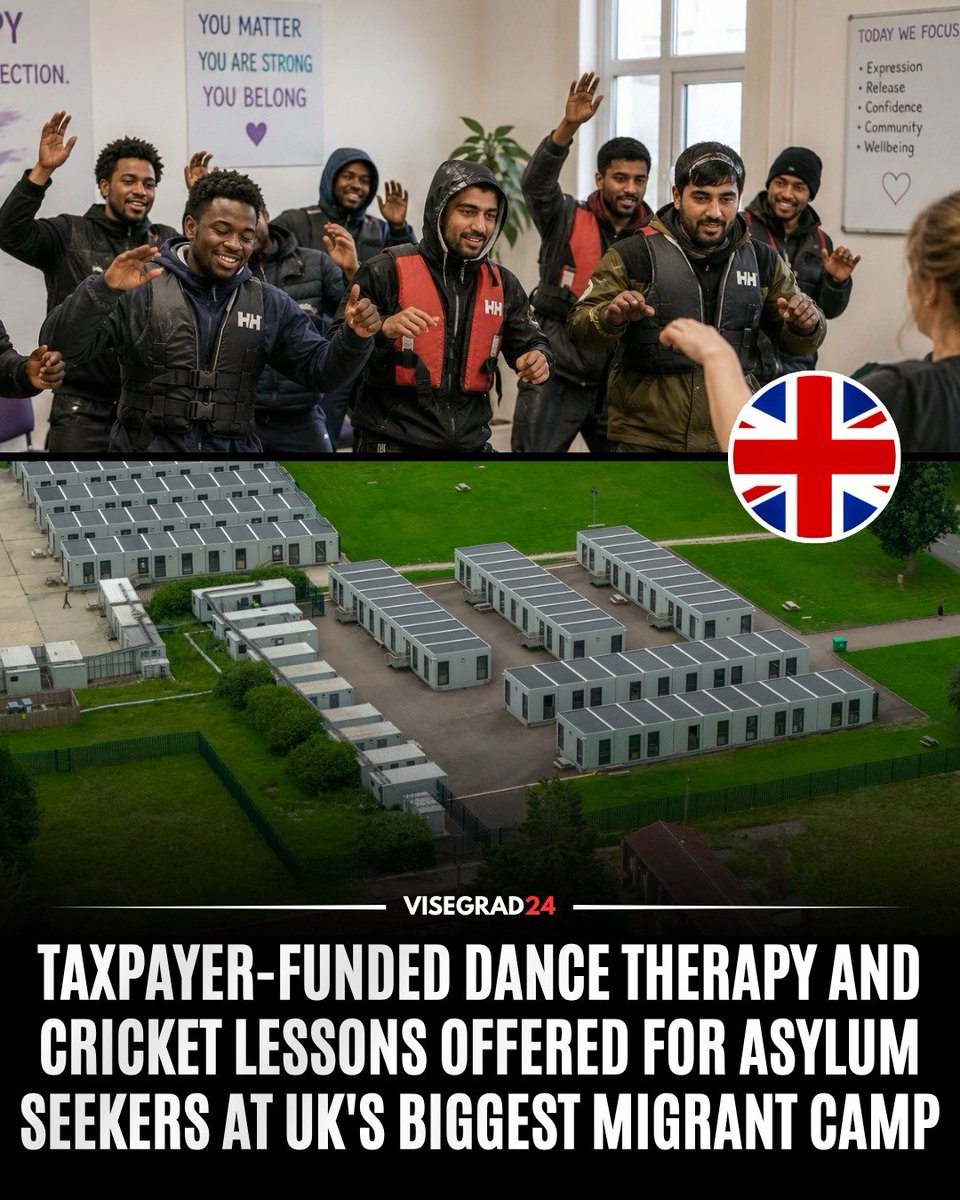 visegrad24's tweet photo. Asylum seekers housed at the Wethersfield Asylum Center in Essex, Britain's largest migrant camp, are being provided with taxpayer-funded activities including dance therapy, cricket coaching, photography, art, gardening and rambling sessions. The programs are funded through a combination of Home Office grants and charitable organizations.

Braintree District Council allocated £50,000 from the Home Office's Asylum Large Sites and Vessels Grant to local groups, including £14,125 for dance classes run by Art Refuge, £17,490 for English, art and gardening sessions, £7,650 for cricket coaching and £10,750 for sports activities. Since 2023, the council has also received more than £3.7 million linked to asylum accommodation in the area.